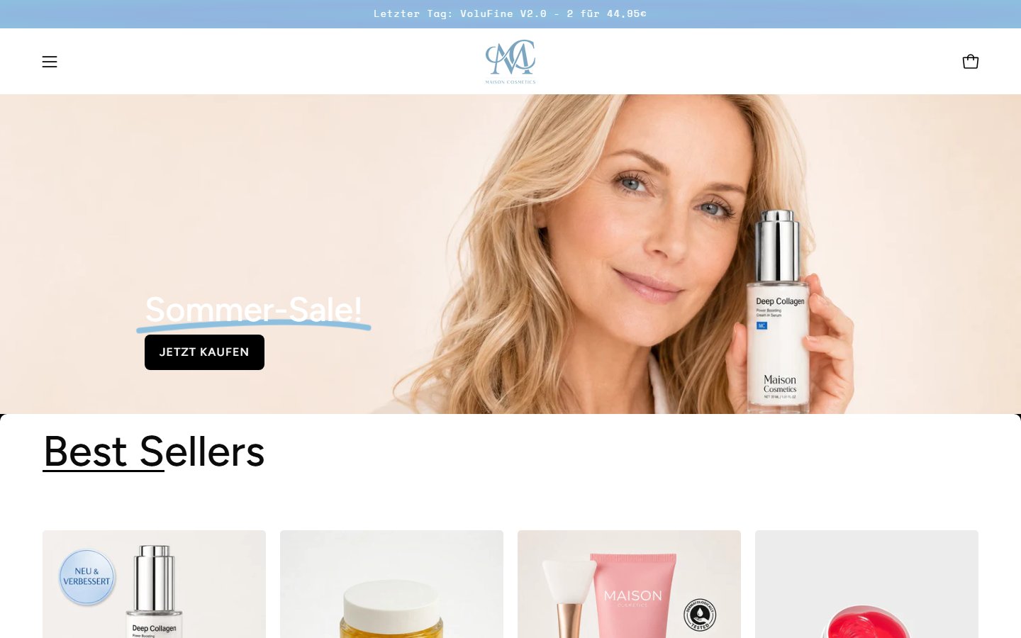 Maison Cosmetics DE homepage